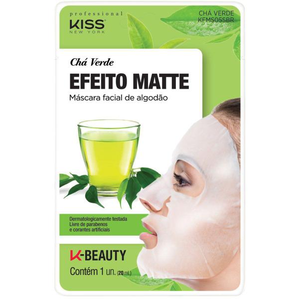 Kiss New York Máscara Facial de Algodão - Efeito Matte - Chá Verde