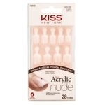 Kiss New York Salon Acrylic French Nude Unhas Postiças - Quadrado Curto