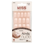 Kiss New York Salon Acrylic French Nude Unhas Postiças - Quadrado Médio
