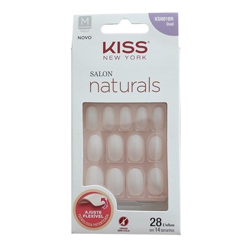 Kiss New York Salon Naturais Unhas Postiças para Mãos - Médio Oval
