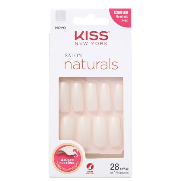 Kiss New York Salon Naturals Quadrado Longo - Unhas Postiças 13g