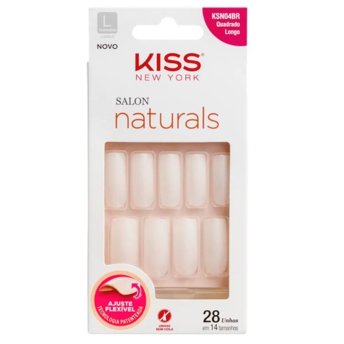 Kiss New York Salon Naturals Unhas PostiÃ§as - Quadrado Longo - Incolor - Dafiti