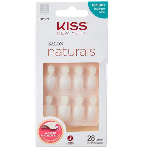 Kiss New York Salon Naturals Unhas Postiças - Quadrado Curto