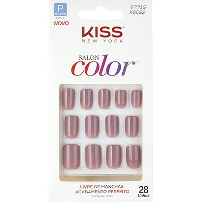 Kiss New York Unhas Postiças Salon Color Curto Cor Beautiful