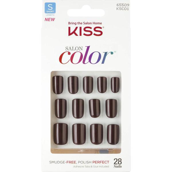 Kiss New York Unhas Postiças Salon Color Curto Cor Vanity