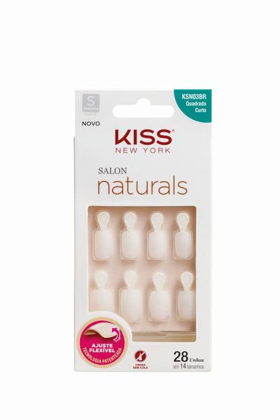 Kiss New York Unhas Postiças Salon Naturals Quadrado Curto com Aba