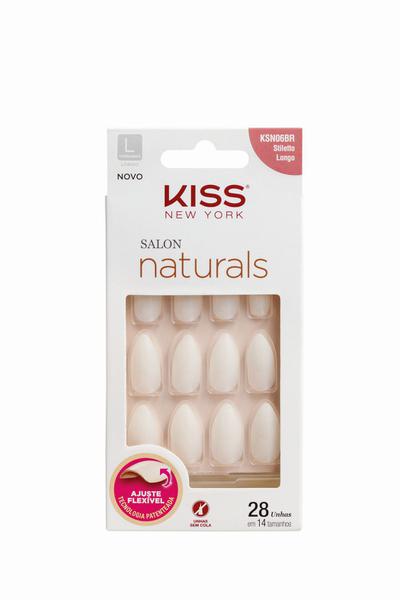 Kiss New York Unhas Postiças Salon Naturals Stiletto Longo