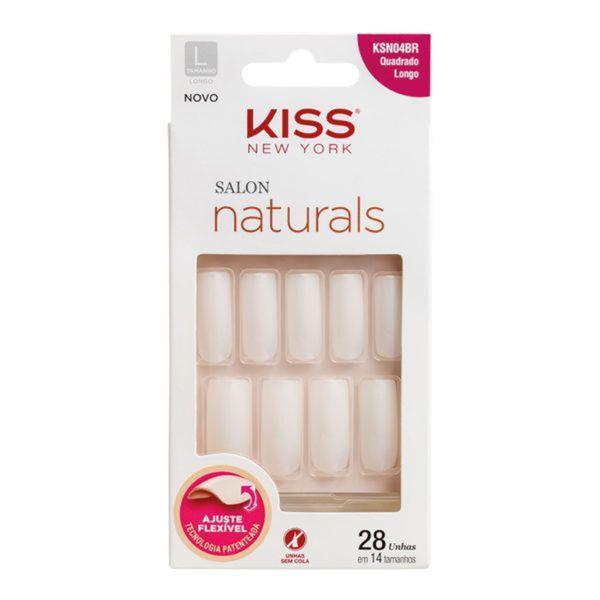Kiss Unhas Postiça Salon Naturals Quadrado Longo