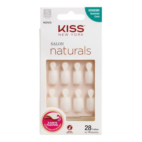 Kiss Unhas Postiças Salon Naturals Quadrado Curto