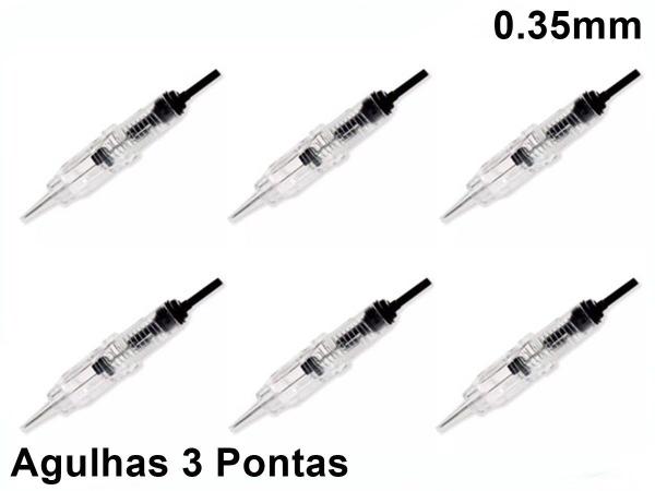 Kit 10 Agulhas Easy Click para Micropigmentação 3 Pontas