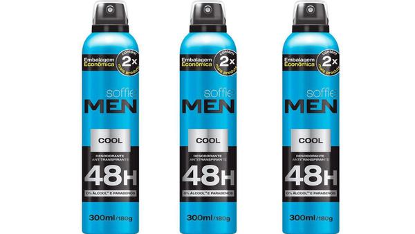 Kit 03 Desodorantes Antitranspirante Soffie Men Cool 48h