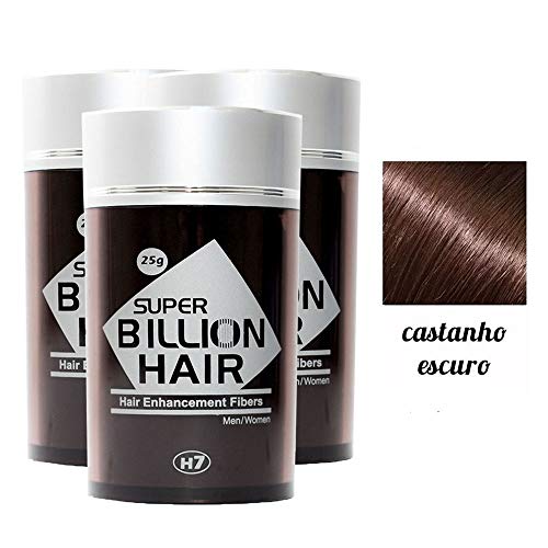 Kit 03 Maquiagem Pra Calvície Billion Hair - 25g (Castanho Escuro)