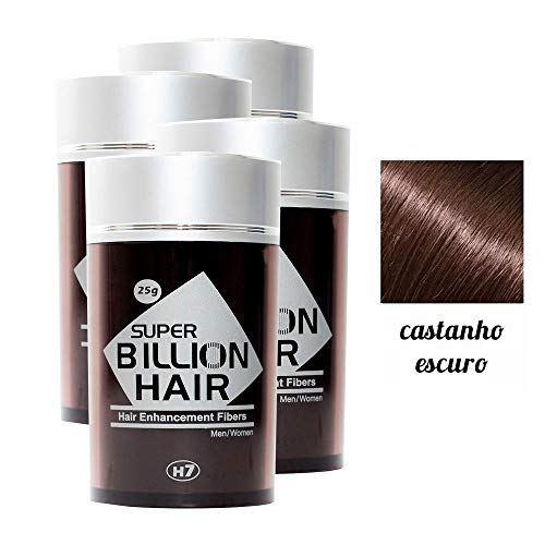 Kit 04 Maquiagem Pra Calvície Billion Hair - 25g (Castanho Escuro)