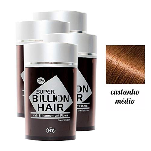 Kit 04 Maquiagem Pra Calvície Billion Hair - 25g (Castanho Médio)