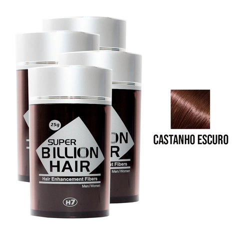Kit 04 Maquiagem Pra Calvície Billion Hair - Cast Escuro 25G