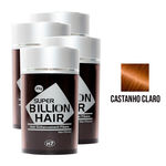 Kit 04 Maquiagem Pra Calvície Billion Hair - Castanho Claro 25g
