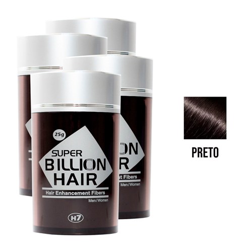 Kit 04 Maquiagem Pra Calvície Billion Hair - Preto 25G
