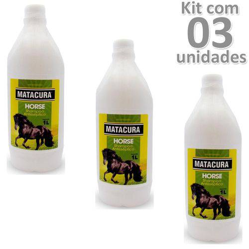 Kit 03un Shampoo Matacura Horse Antisséptico 1 Litro Cada