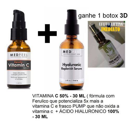 Kit 1 Ácido Hialurônico + 1 Vitamina C 50% Ganhe 1 Botox 3d Melhora Deixando a Pele Bem Hidratada