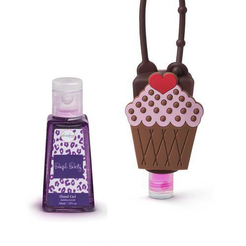 Kit 1 Alcool Gel de Mão 30ml + 1 Capas de Silicone Dondoca Beauty Cupcake Purple