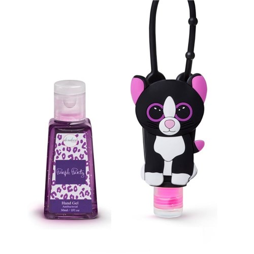 Kit 1 Alcool Gel de Mão 30ml + 1 Capas de Silicone Dondoca Beauty Gato Purple