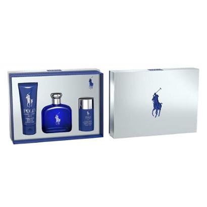Kit 1 Perfume Ralph Lauren Polo Blue Eau de Toilette 125ml 1 Gel de Banho 100ml 1 Desodorante