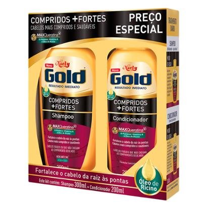 Kit 1 Shampoo Niely Gold Compridos Fortes - 300ml 1 Condicionador Niely 200ml