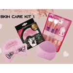 Kit 1: Skin Care Esponja Facial Elétrica Massageadora + Faixa Tiara + Luz de selfie + Kit Pincéis