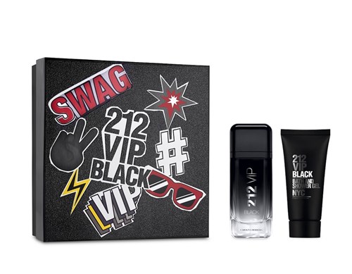 Kit 212 Vip Men Black Swag Carolina Herrera Masculino - Eau de Parfum 100Ml + Gel de Banho 100Ml