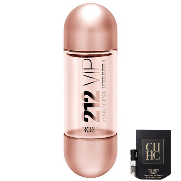 KIT 212 VIP Rosé Carolina Herrera Eau de Parfum - Perfume Feminino 30ml+CH Men Privé