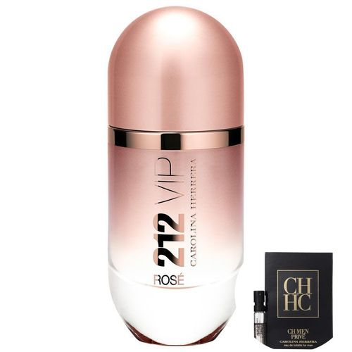 Kit 212 Vip Rosé Carolina Herrera Eau de Parfum - Perfume Feminino 80ml+ch Men Privé