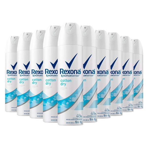 Kit 10 Desodorante Aerosol Rexona Feminino Cotton Dry 90g