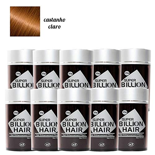 Kit 10 Maquiagem Pra Calvície Billion Hair - 25g (Castanho Claro)