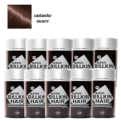 Kit 10 Maquiagem Pra Calvície Billion Hair - 25g (Castanho Escuro)
