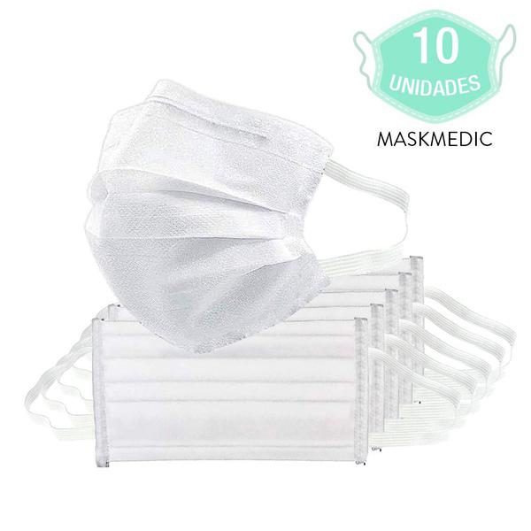 Kit 10 Máscara Descartável MaskMedic para Higiene e Proteção de Rosto com Clip Nasal
