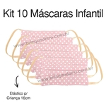 Kit 10 Máscara Infantil de Proteção Poa Rosa Camada Dupla