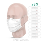 Kit 10 Máscaras Adulto de Tecido Camada Dupla Lavável Branca