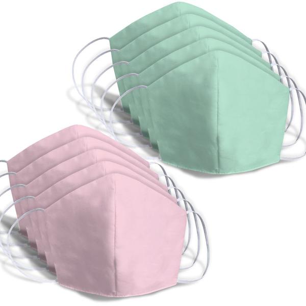 Kit 10 Máscaras de Proteção de Tecido Duplo 100% Algodão- Percal 180 Fios Lavável Reutilizável com Clipe Nasal - M Emcompre - Fa
