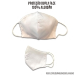 Kit 5 Máscaras dupla face 100% algodão 80 lavagens - Branca