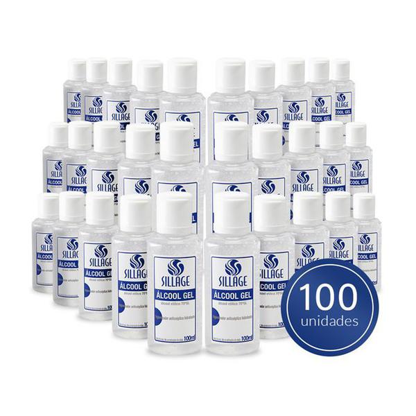 Kit 100 Álcool em Gel 70% Higienizador Antisséptico Hidratante 100ml - Sillage