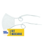Kit 100 Máscaras de Proteção Reutilizavel 100% Algodão Branc