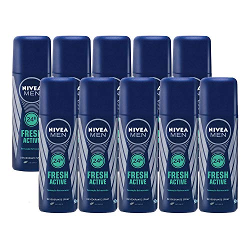 Kit 10x90mL Nívea For Men Fresh Active Desodorantes Spray