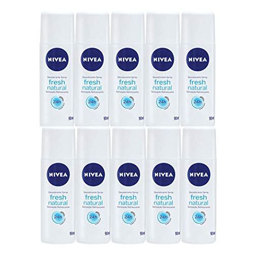 Kit 10x90mL Nivea Fresh Natural 24h Desodorantes Spray