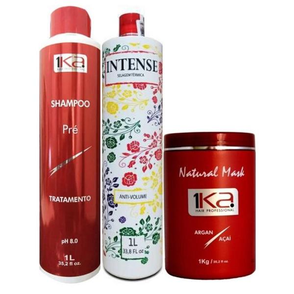 Kit 1ka Intense Selagem + Shampoo Pré 1L + Natural Mask 1kg - 1Ka Hair Professional
