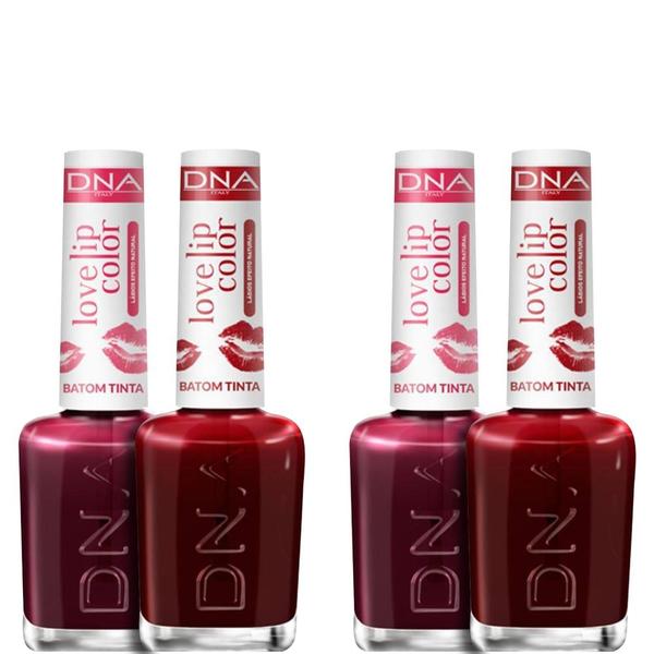 Kit 4 Batons Tinta Love Lip Color Love 2 Cherry 2 Red DNA - 10ml