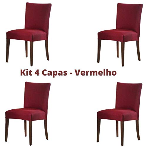 Kit 4 Capas para Cadeira Malha Lisa Vermelha