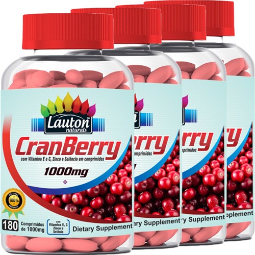 Kit 4 Cranberry 1000 Mg 180 Comprimidos Lauton Nutrition