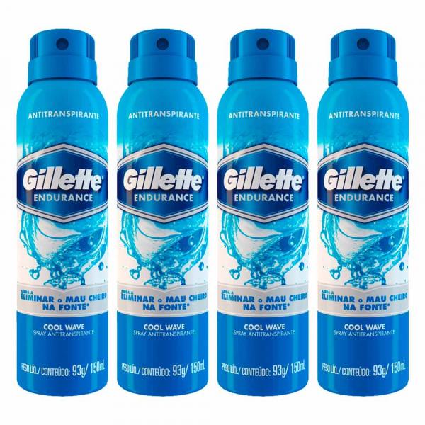 Kit 4 Desodorante Gillette Aerosol Cool Wave Masculino 89g