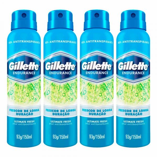Kit 4 Desodorante Gillette Antitranspirante Spray Ultimate Fresh 150ml - GILLETTE