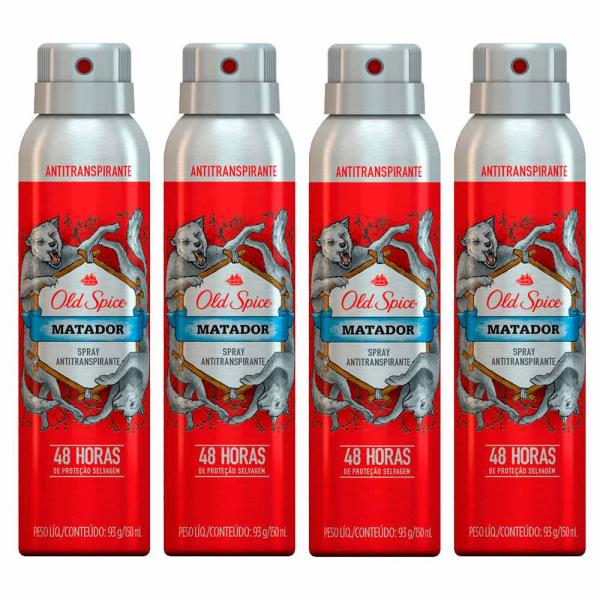 Kit 4 Desodorante Spray Old Spice Antitranspirante Matador 93g